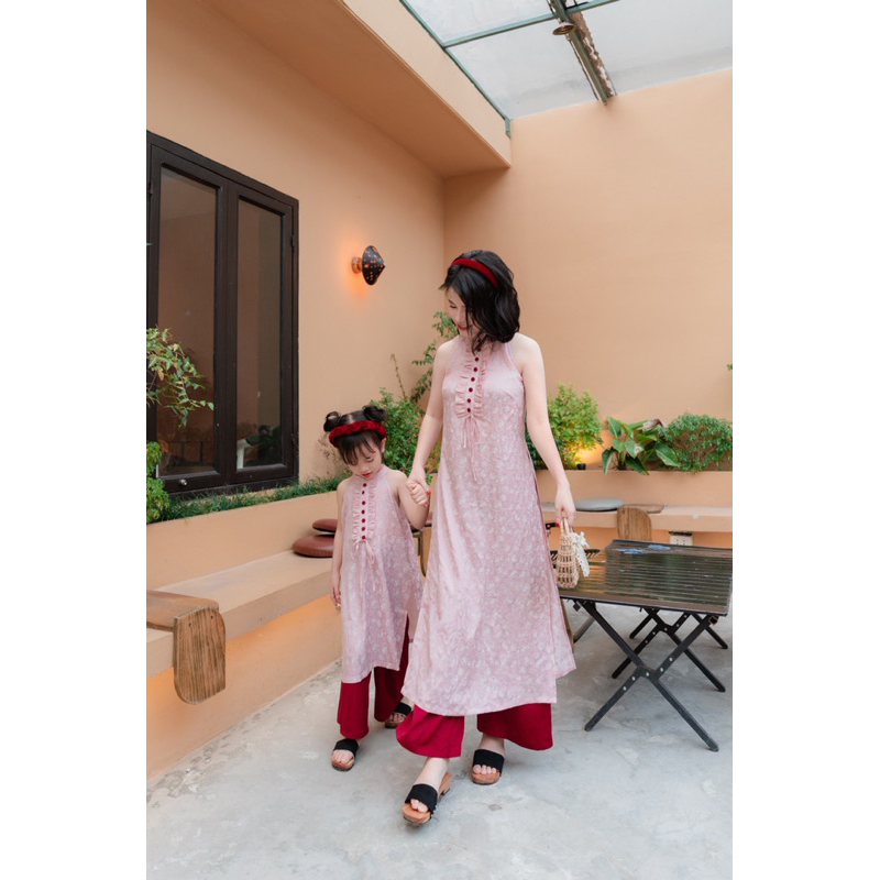 Áo dài Như Ý - Set áo dài lụa gấm cho mẹ và bé gái diện Tết và Trung Thu 12 主图 09