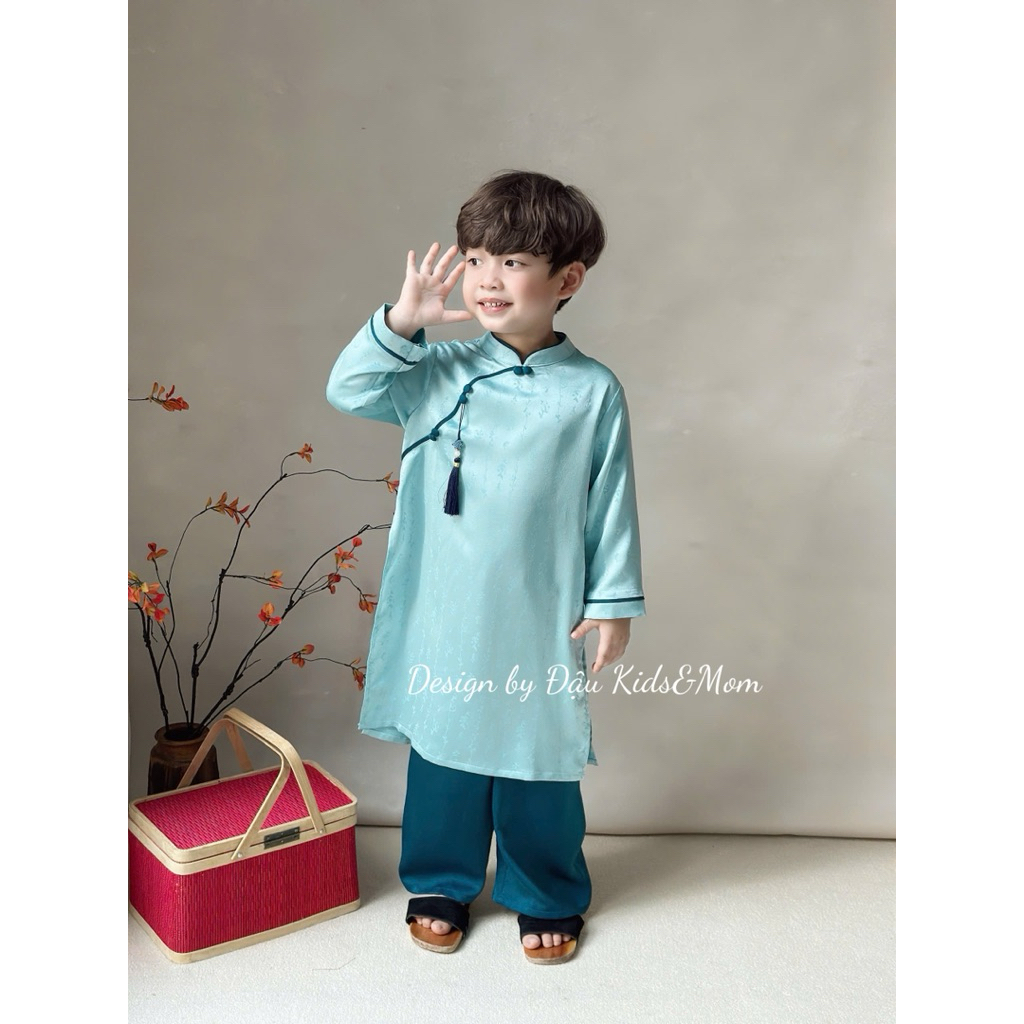 Áo dài Thiên Thanh - Set áo dài cặp cho bé trai, bé gái chất liệu lụa gấm 7 images upload woo2Ffd6734628cf4366f07f399315442efec