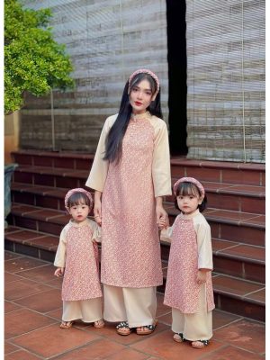 Áo dài Tết hồng phấn mẹ và bé - Chất liệu nhung tăm hoa nhí 3 images upload woo2F3ac7fdd68ba5e9ebf5a96e6df19fc7dd