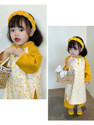 Set Áo Dài Hoa Nhí Vàng – Text Nhung Cho Bé Trai & Bé Gái 2 images upload woo2F3c0821be0f2b38cee3281b8052cff7df 1