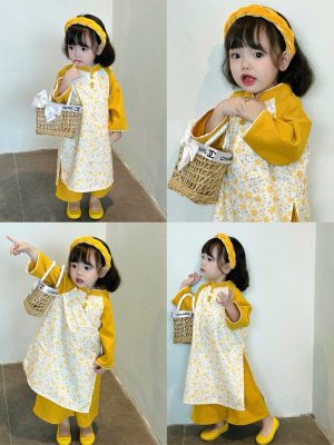 Set Áo Dài Hoa Nhí Vàng – Text Nhung Cho Bé Trai & Bé Gái 4 images upload woo2F75cf7fb5a3e8046b49796acdb2cf87f8