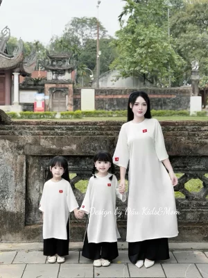 Áo Dài Trắng Cổ Điệu – Lụa Cao Cấp Cho Bé | Cực Mềm Mịn – Lên Form Siêu Đẹp 3 vn 11134207 7ra0g m90ggyk59rus63