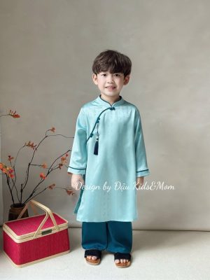 Áo dài Thiên Thanh - Set áo dài cặp cho bé trai, bé gái chất liệu lụa gấm 2 images upload woo2F27ec783f478c4188595cfdab88fcfc55