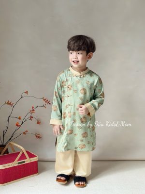 Áo dài bé trai hoạ tiết đồng xu đối xứng, chất liệu lụa gấm 2 images upload woo2F352fd4f68cc399291c0aeb1b046a256c