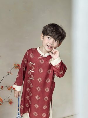 Áo dài bé trai hoạ tiết đồng xu đối xứng, chất liệu lụa gấm 4 images upload woo2F36481548a754357c09ad4e24dfbd4ae3