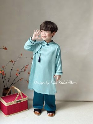 Áo dài Thiên Thanh - Set áo dài cặp cho bé trai, bé gái chất liệu lụa gấm 3 images upload woo2Ffd6734628cf4366f07f399315442efec